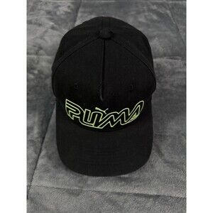 PUMA Men’s Hat Black Neon Outline Logo Snapback Baseball Cap One Size OSFA Sport